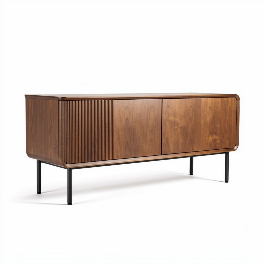 Meuble de rangement en bois marron avec portes coulissantes 150 x 40 x 60cm
