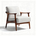Fauteuil en bois avec finition en teck et tissu beige 80 x 75 x 85cm