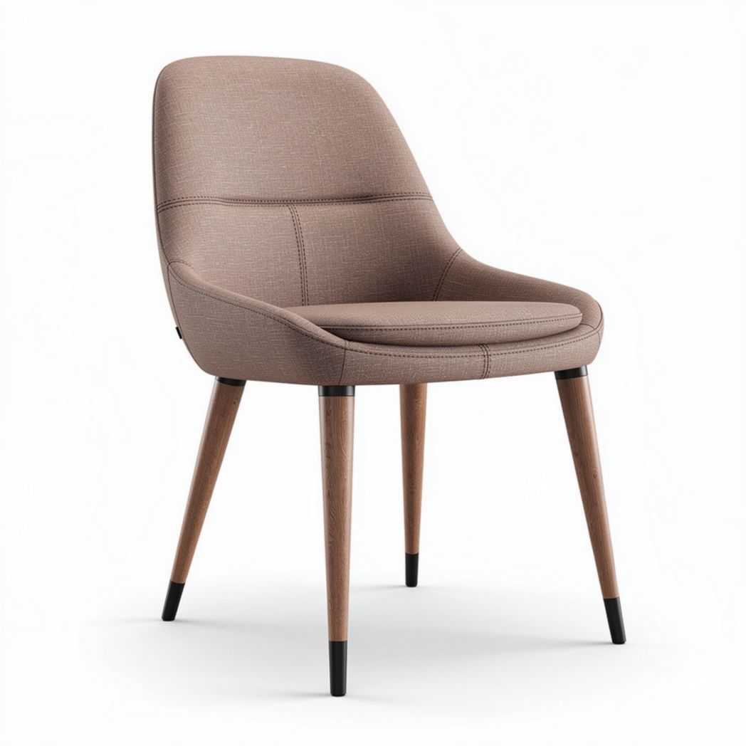Chaise en tissu beige avec pieds en bois de hêtre 42 x 46 x 84 cm