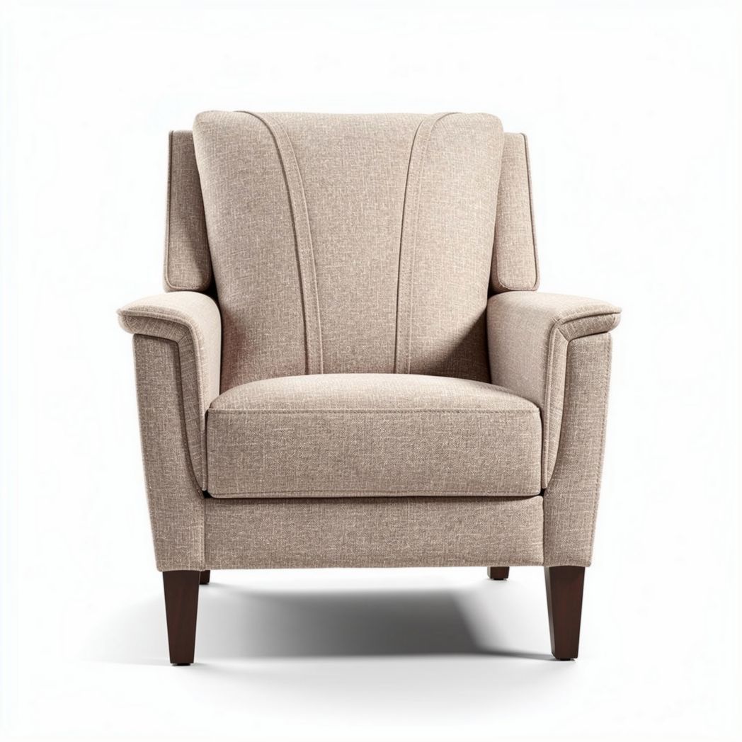 Fauteuil en tissu beige avec accoudoirs dimensions 80 x 80 x 90cm
