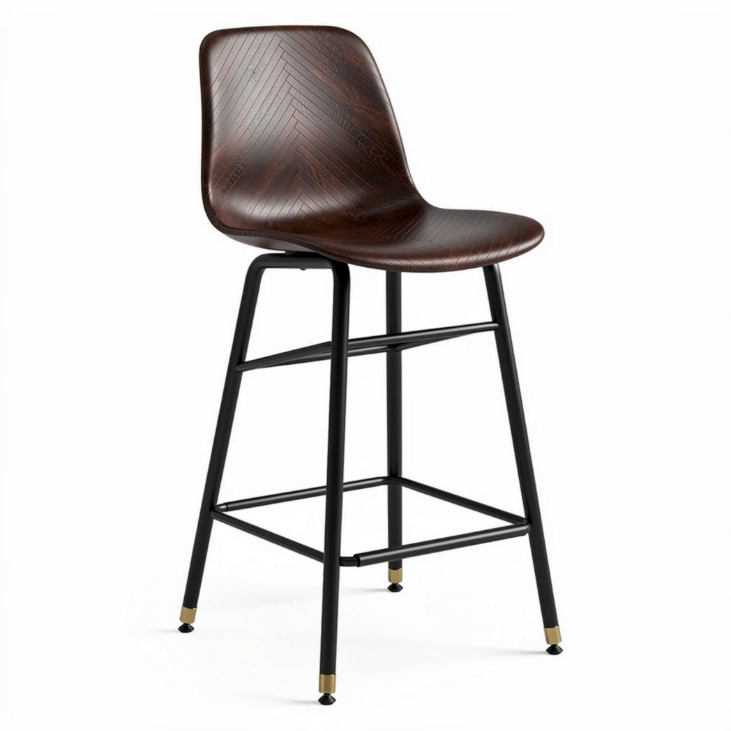 Tabouret de bar en bois marron avec pieds en métal noir 45 x 45 x 100cm