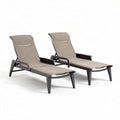 Chaises longues en aluminium et textilène pour jardin gris 200 x 70 x 40cm