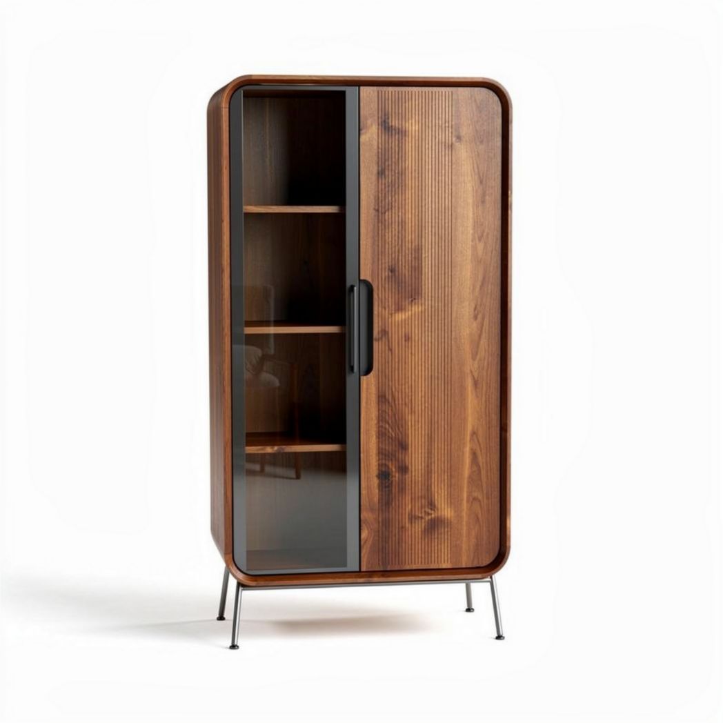 Buffet en bois de chêne avec porte vitrée dimensions 80 x 40 x 130cm