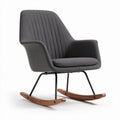 Fauteuil à bascule en tissu gris avec structure en bois et métal 70 x 80 x 85cm