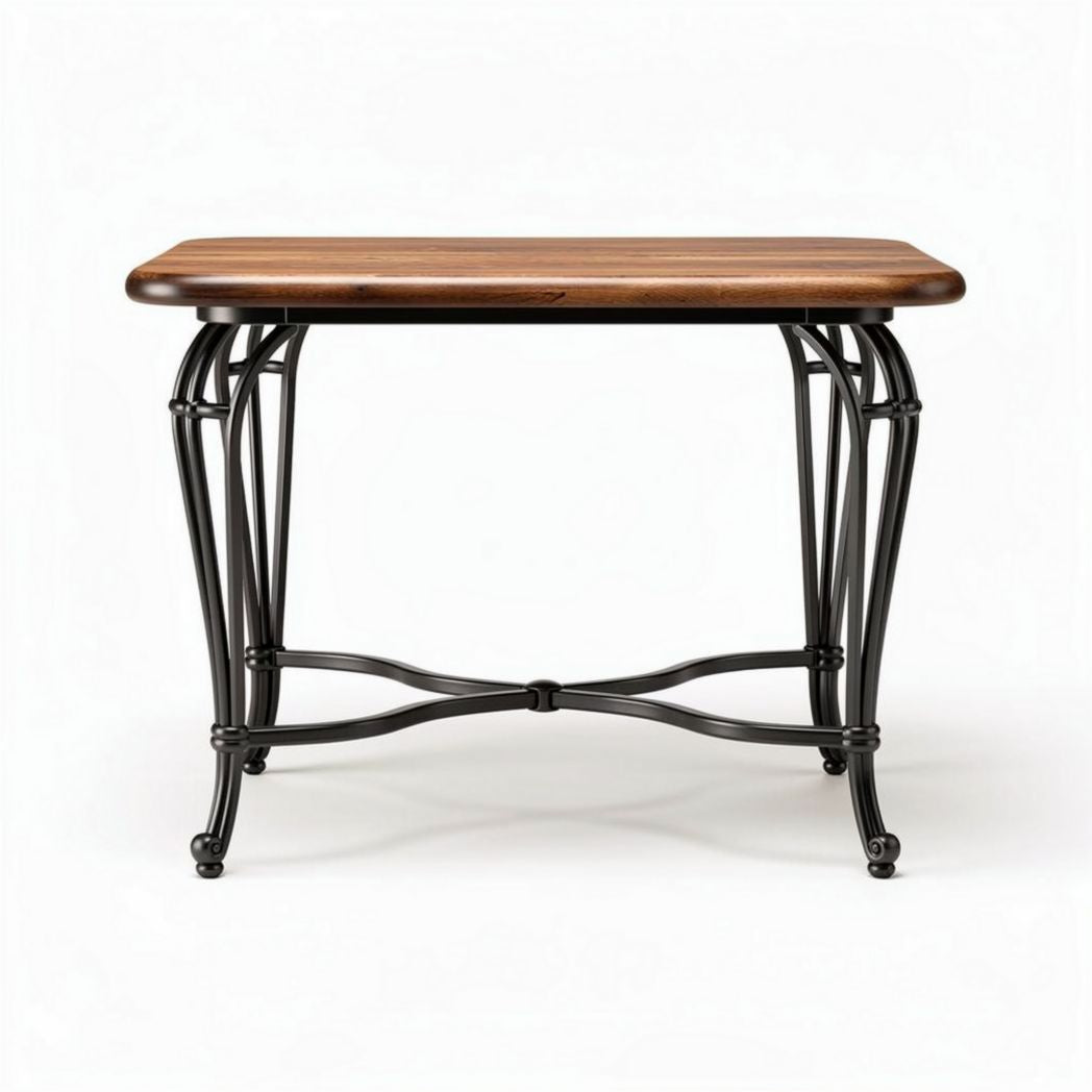 Table en bois avec pieds en métal noir 80 x 50 x 75cm pour intérieur