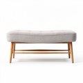 Banc en bois avec assise en tissu gris dimensions 120 x 50 x 45cm