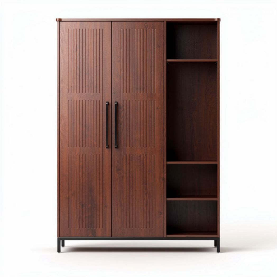 Armoire en bois marron avec étagères ouvertes et dimensions 80 x 40 x 160cm
