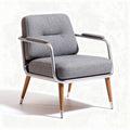 Fauteuil en tissu gris avec structure en métal et pieds en bois 80 x 70 x 75cm